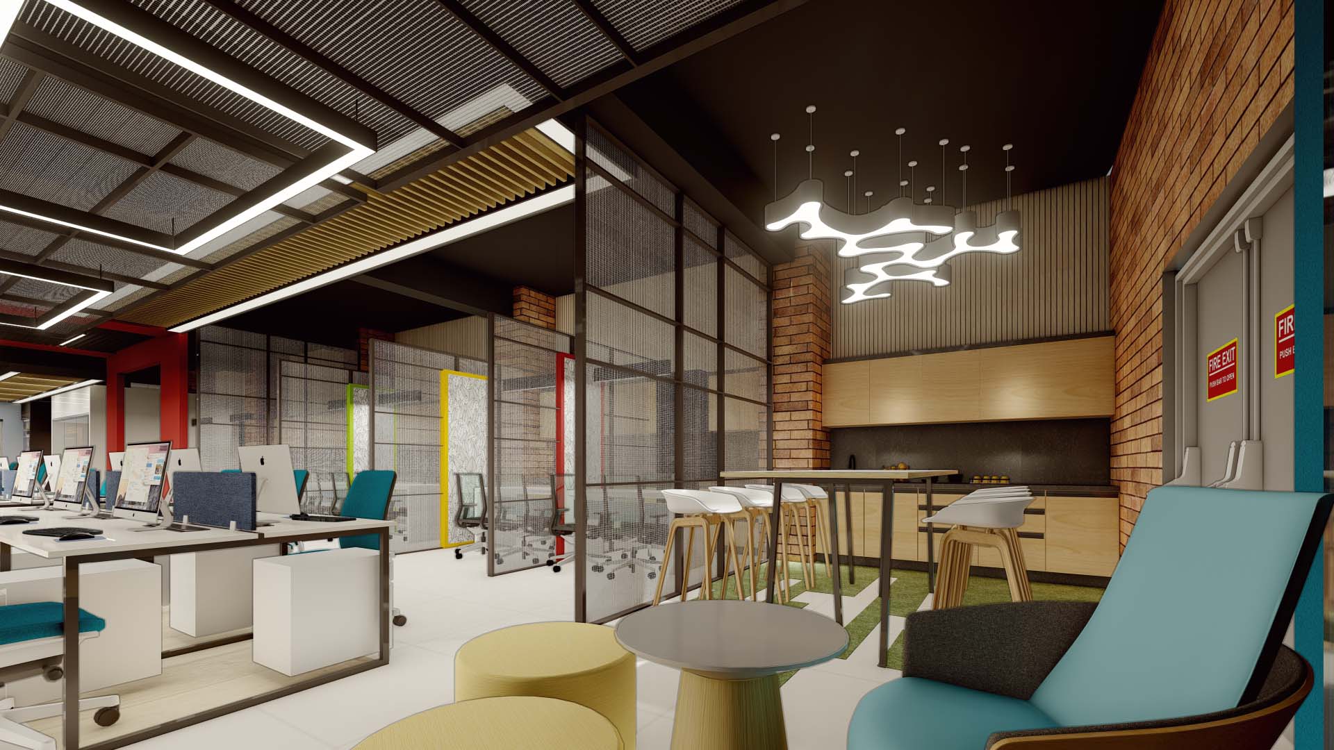 Contemporary workstation with ms false ceiling 